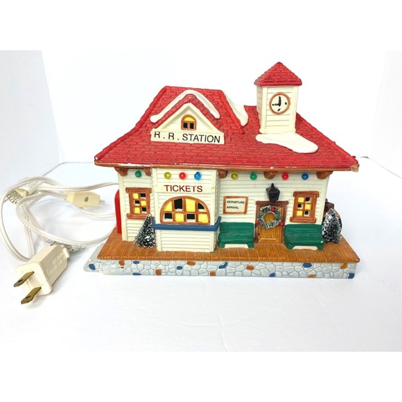 Holiday Living by Lowes Porcelain Lighted Railroad Station EUC, Christmas - Picture 8 of 16